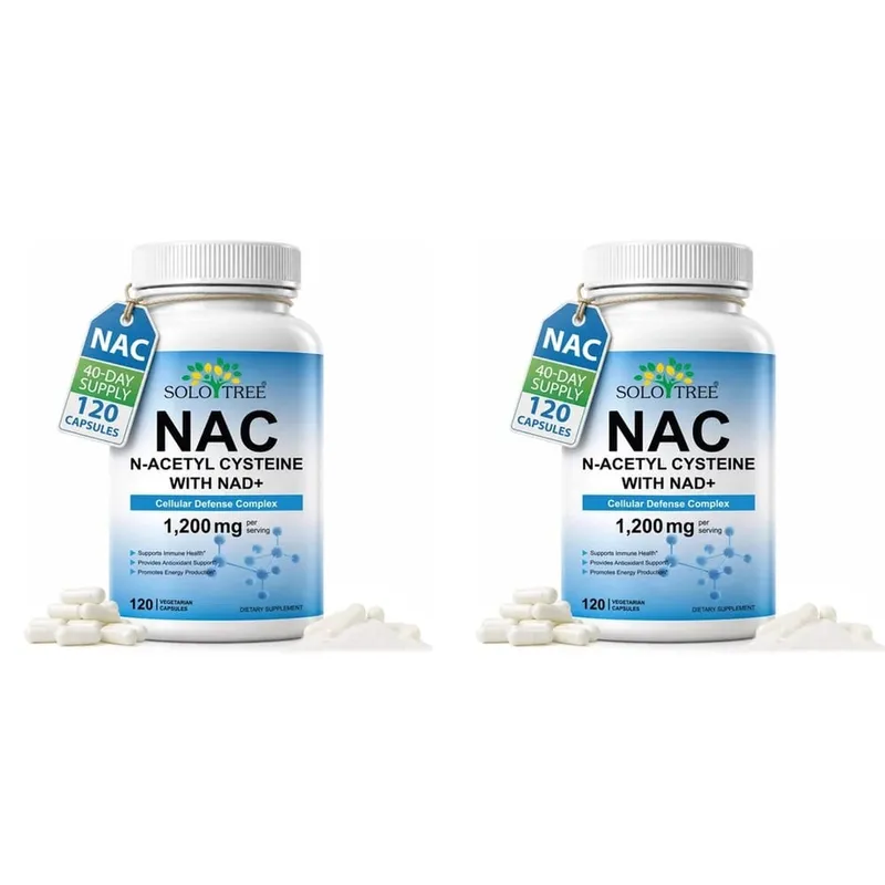 كبسولات NAC N-Acetyl Cysteine ​​1200mg NAD+ للمناعة الخلوية ومضادات الأكسدة لدعم الطاقة للبالغين، 120 قطعة