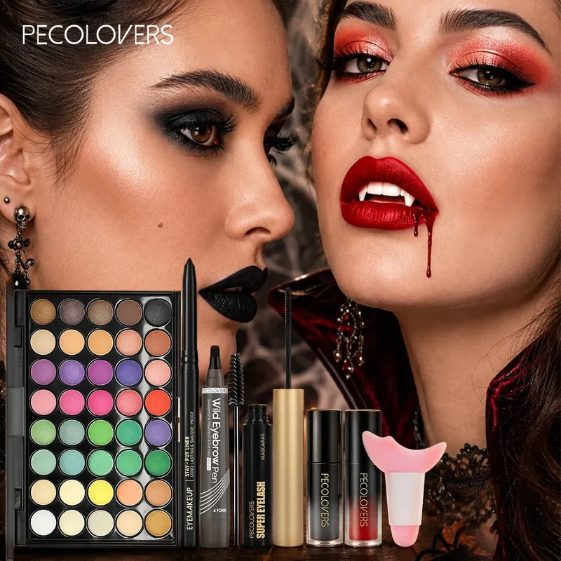 Kit de maquiagem multifuncional, 8 peças, conjunto de cosméticos de rosto inteiro com paleta de sombras multicoloridas, delineador, caneta de sobrancelha, rímel, brilho labial