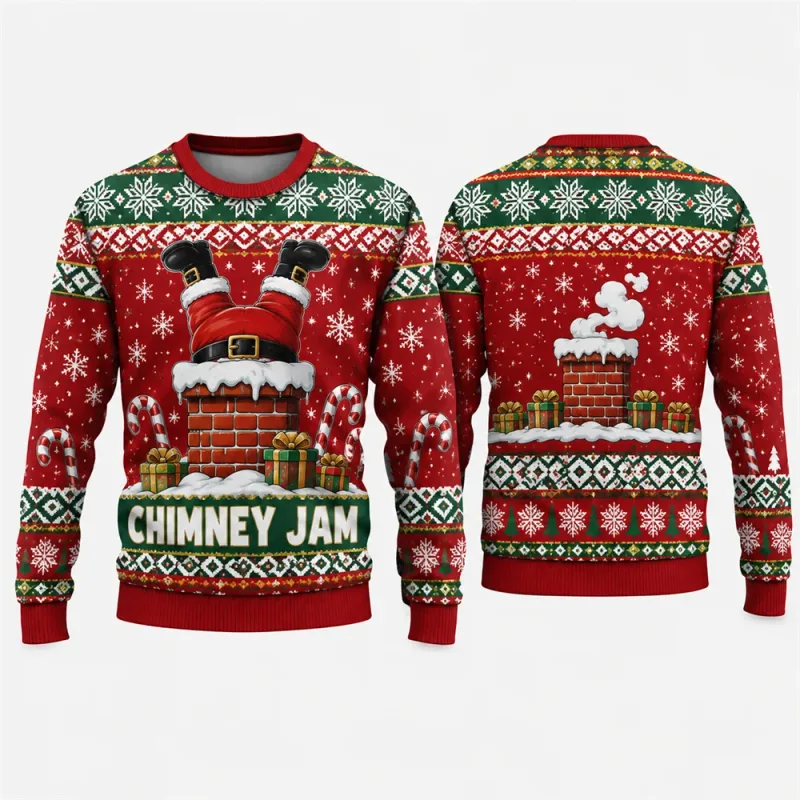 Yeehaw Holidays Santa Reindeer Sweatshirt 3D All Over Print Unisex Crew Neck Long Sleeve Western Ugly Christmas Party Xmas Shirt