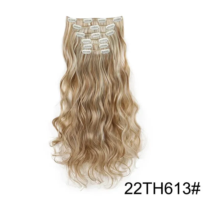 22Inch Synthetic 6pcs/set Long Curly Hair Extension Thick Soft Hairpiece for Short Hairline Coverage for Women Daily Use