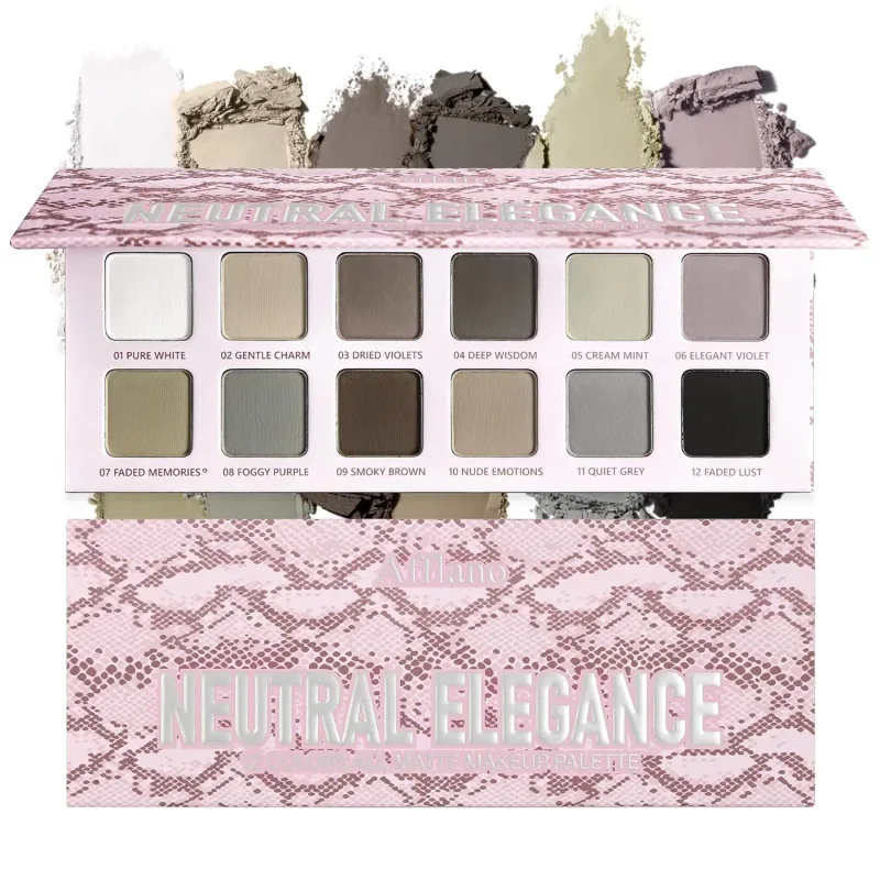 Afflano 12 Colors Eyeshadow Palette Powder Matte Shimmer Nude Beige Brown Natural Colors Highly Pigmented Blendable Eye Makeup