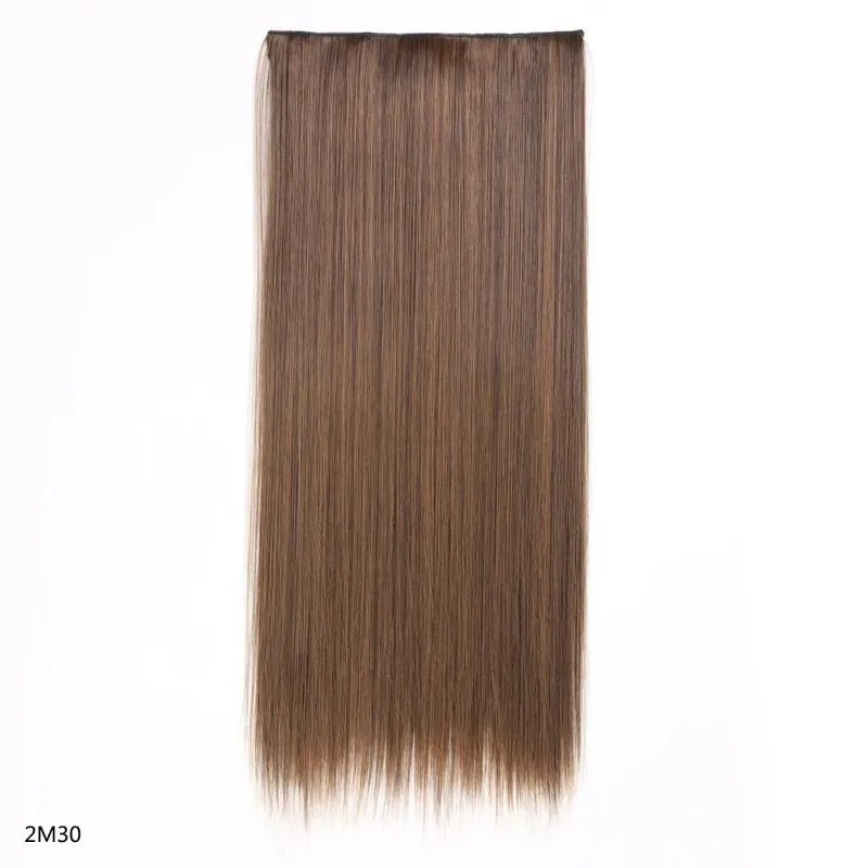 Long Straight Hair Clip In Hair Extension 5-Clips One Piece Natural Looking Synthetic Hairpiece for Women Ladies Daily Use