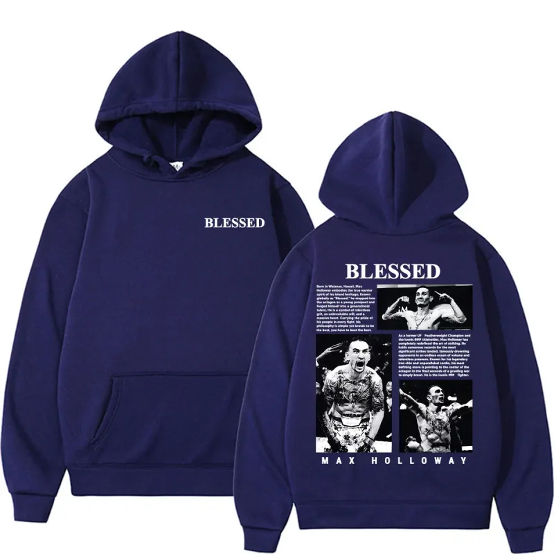 Max Holloway Blessed Vintage Graphic Hoodies Men Women Harajuku Violence Aesthetic Sweatshirts Casual Comfort Long Sleeve Hoodie