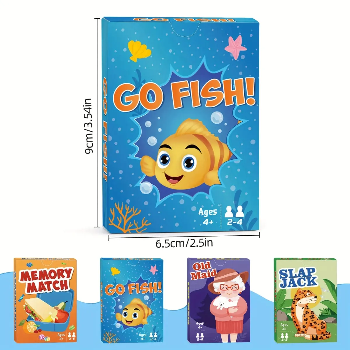 4 in 1 Kids Card Games: Go Fish Old Maid Memory Match Slap Jack; Birthday Gifts for Boys and Girls Ages 4+; Educational Game