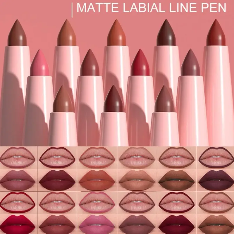 12 kleuren Matte Lip Liner Potlood Set Romige Fluwelen Lippenstift Langdurige Waterdichte Gladde Hoog Gepigmenteerde Lip Make-Up voor Vrouwen