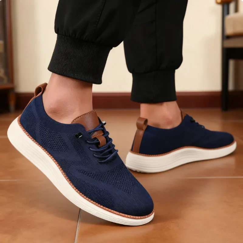 Men Casual Walking Shoes Breathable Mesh Knit Sneakers Hot Selling Bestselle Lightweight Non-slip Flat Lace Up Running Shoes Men
