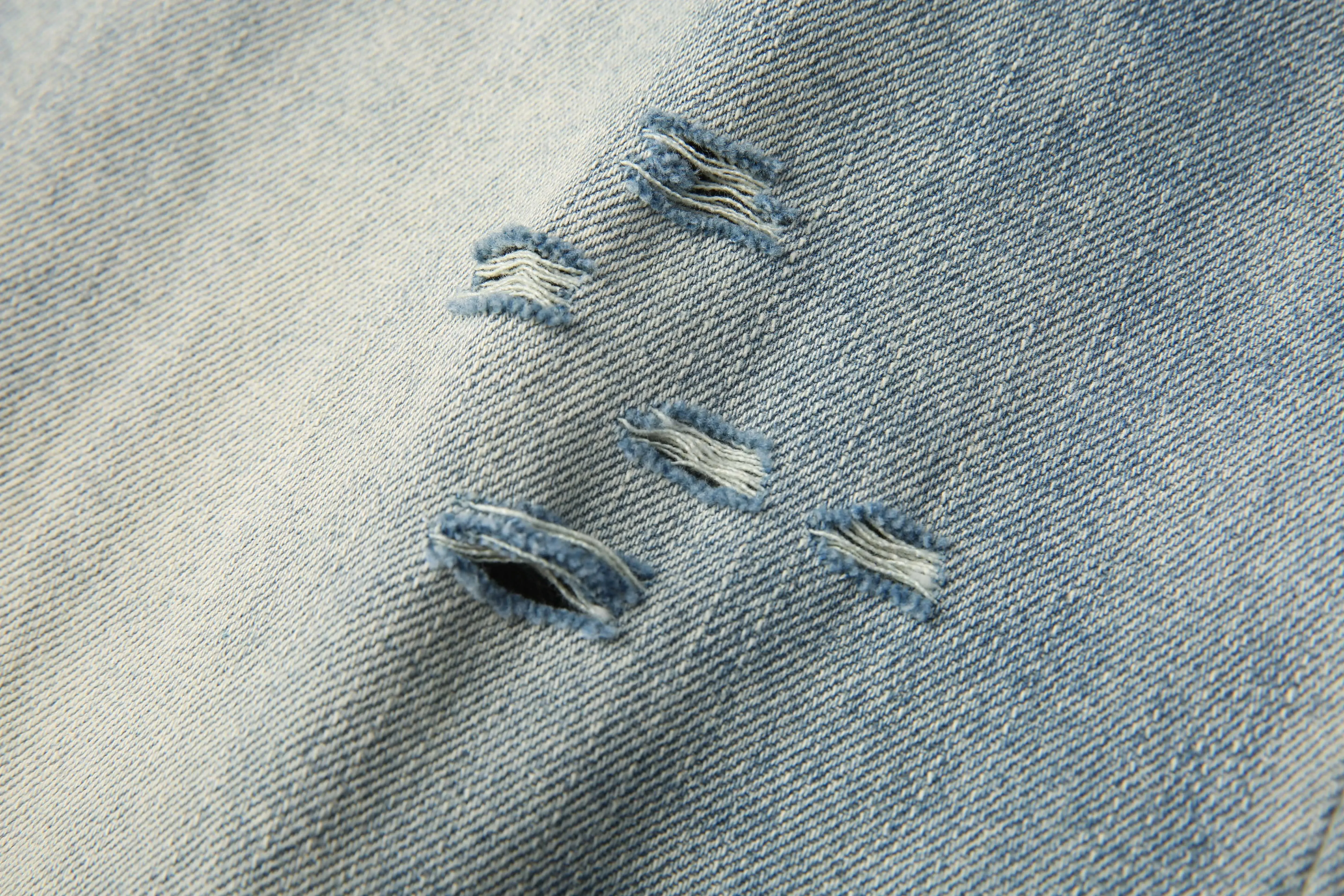 Summer New American Retro Blue Ripped Design Loose Wide Leg Cropped Pants Men's Jeans Man Pants