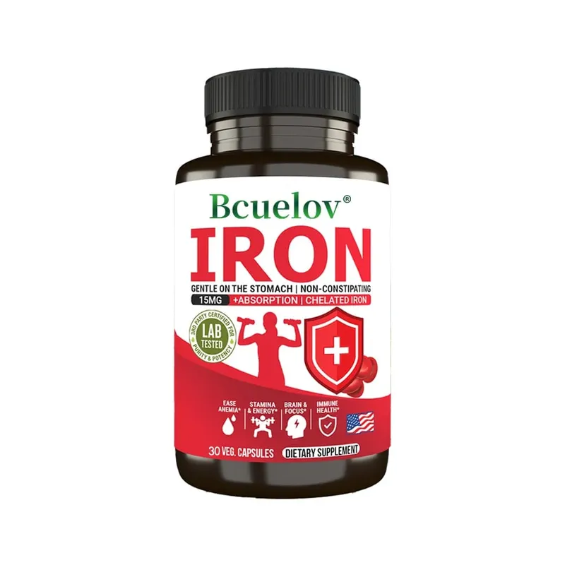 Bcuelov Iron Supplement 15 Mg Chelated Fast Absorption Gentle Non-Constipating - Anemia
