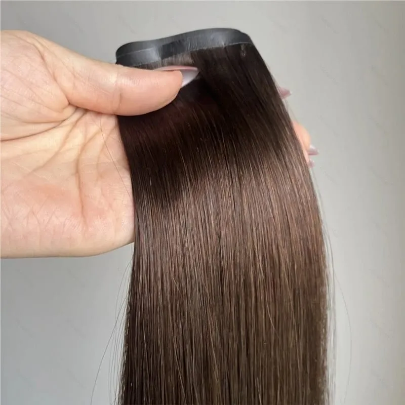 Tape PU Clip In Hair Premium Remy Clip In Human Hair Extensions 7pcs Clip-on Hair 14"-24" 110G Balayage Ombre Mocha Brown Black