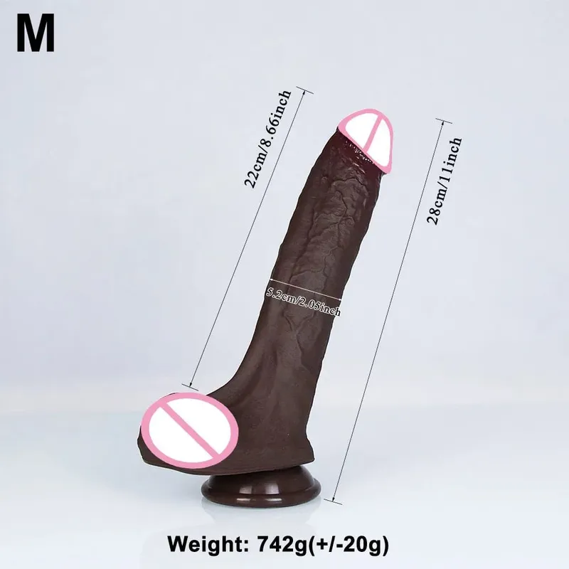 Realistiska 4 storlekar Mjuk Stor dildo Dubbel silikonsugkopp Penis Par Onani Mjuk kuk Kvinna Man Anal Vuxen Sexleksak — image 14