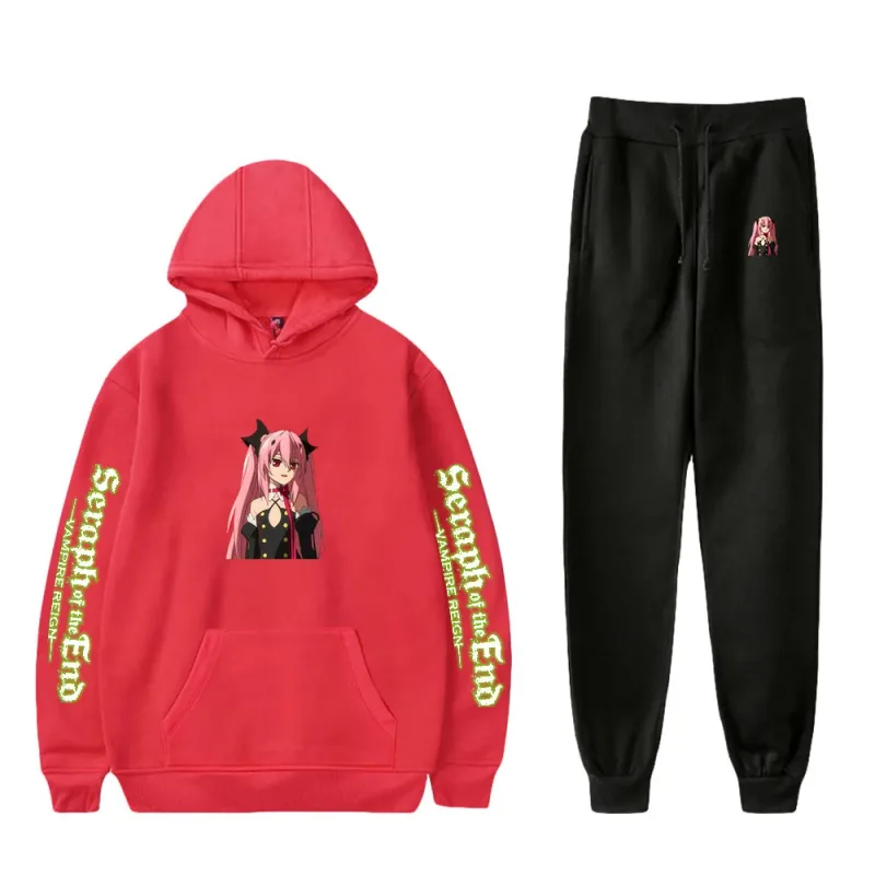 Harajuku confortable Seraph de la fin imprimé sweat-shirt pantalons de survêtement costume à capuche + pantalon costume garçons/filles 2 pièces ensemble vêtements