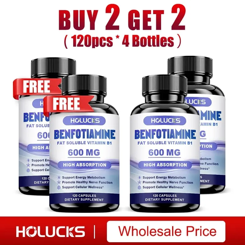 Benfotiamine 600mg | Superior Absorption Vitamin B1 for Energy Metabolism & Nerve Health | 120 Capsules Dietary Supplement