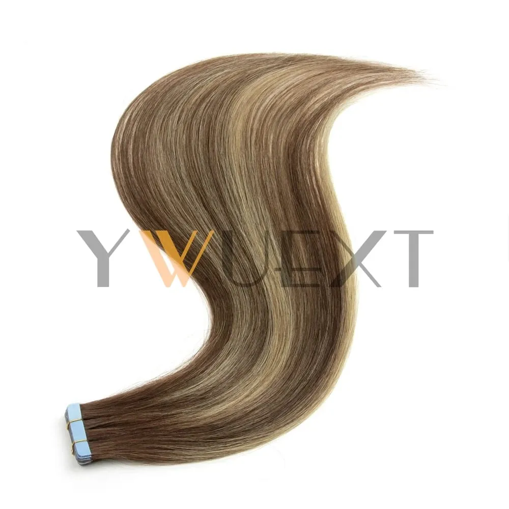 Real Human Hair Tape in Extensions 16'' 20'' Natural Straight High Light Seamless Tape Hair 20pcs On Double Sided Tape 30g/pack