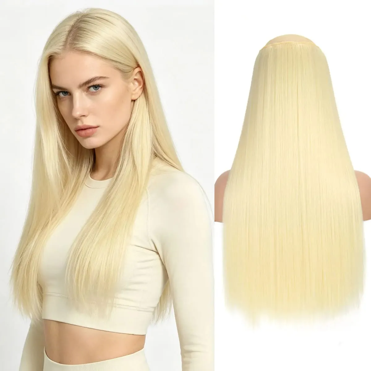 Synthetic 5 Clips in one piece hair extensions 22inch long straight clip in hair for women girls daily party holiday