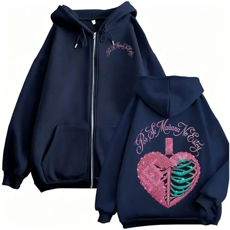 Omar Courtz Por Si Manana No Estoy Tour Zipper Hoodies Men Women Harajuku Hip Hop High Quality Sweatshirt Jacket Coat Streetwear