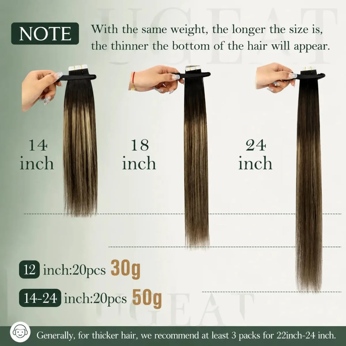 [NEW] Ugeat Tape in Hair Extensions Human Hair Balayage Straight Seamless 12-14inch For Women 20Pcs/Pack 100% Human Natural Hair