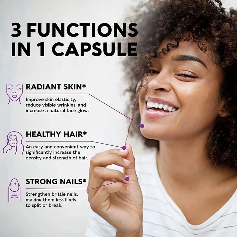 Biotin Supplement - 15 000 Mcg with Collagen and Keratin Vitamins Shiny Hair Skin and Nails Joint Health 30/60/120 Capsules