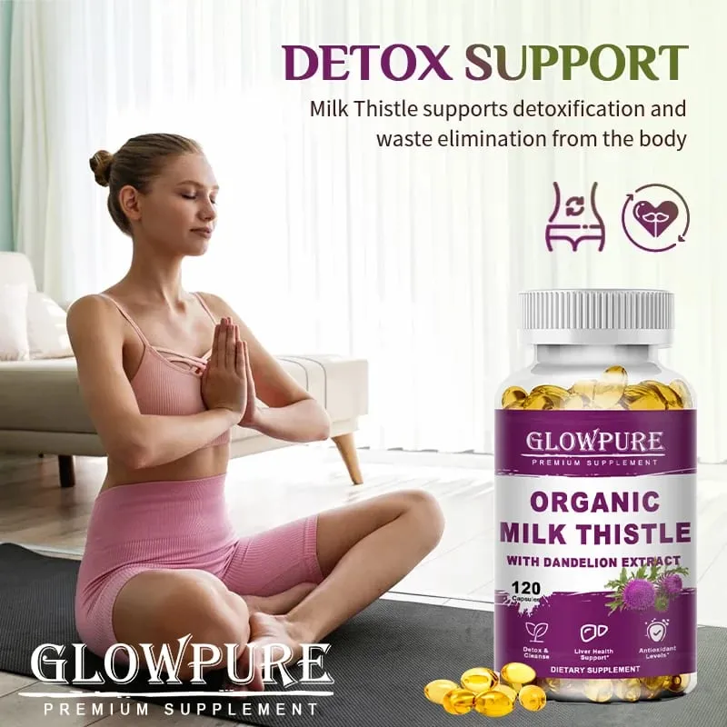 Organic Milk Thistle 9000mg 30X Concentrated Seed Extract 80% Silymarin Liver Support Cleanse Detox Fatty Liver Supplements