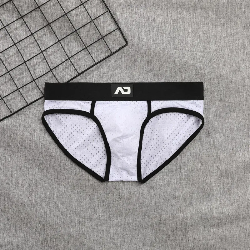 2026 solid color new men's low waist through mesh breathable briefs addicted underwear AD4-M388