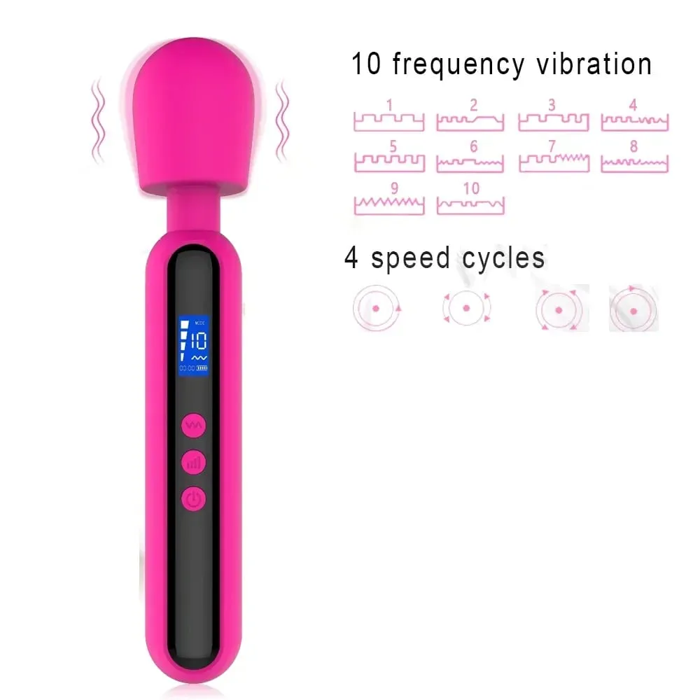 Female Masturbator Massage Stick 10 Frequency 4-speed Silicone Material LCD Display Vibration Stick Adult Sex Products