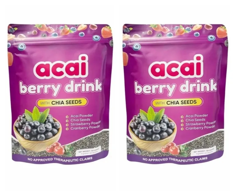 Acai Berry เครื่องดื่มผงเมล็ดเจียสตรอเบอร์รี่แครนเบอร์รี่สำหรับสารต้านอนุมูลอิสระ Daily Wellness & ระบบภูมิคุ้มกันสนับสนุนผู้ใหญ่ 40g