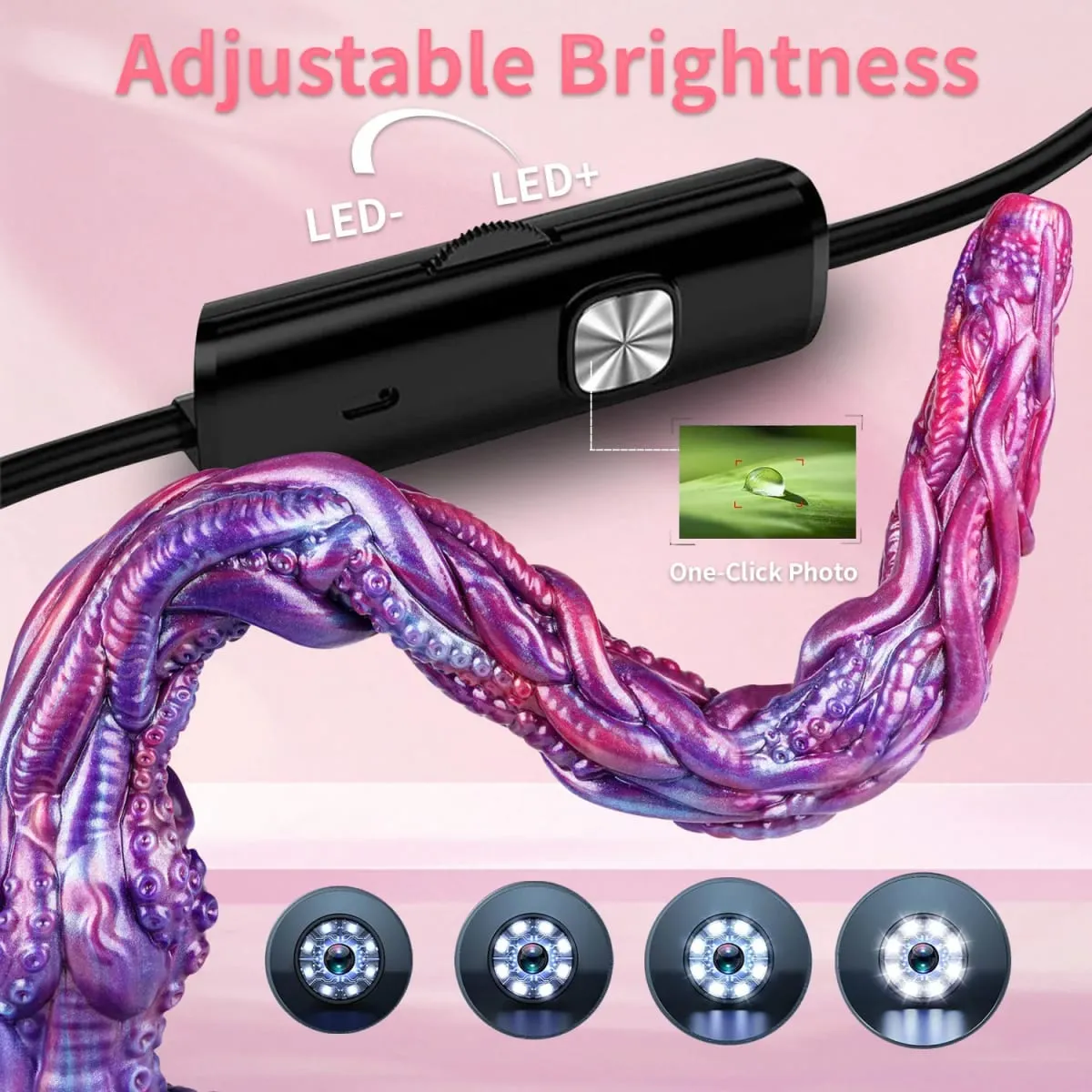 1080P Endoscope Camera Silicone Anal Plug Real-Time Viewing Dildo with 8 LED Lights IP67 Waterproof SexToy for Adult Exploration