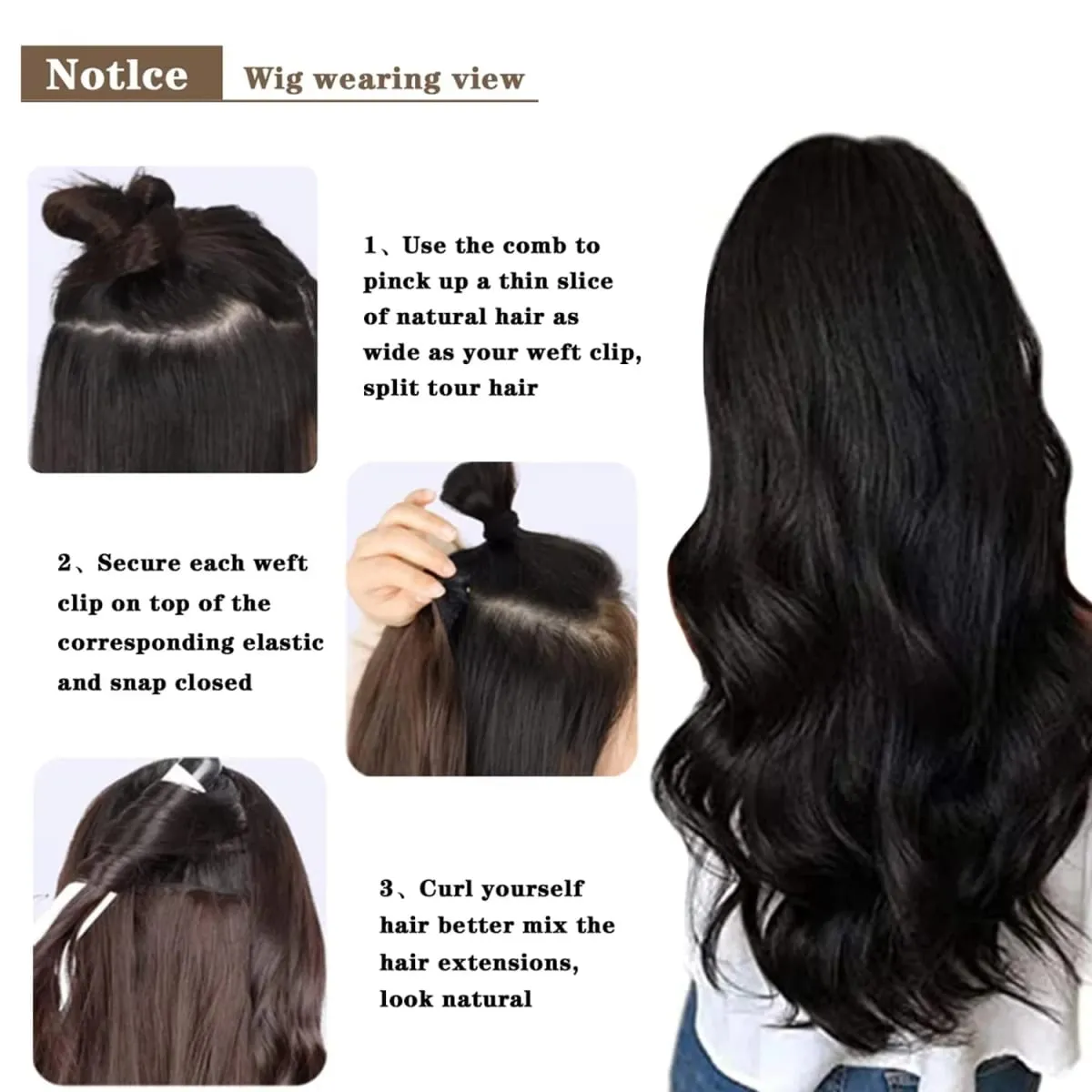 Synthetic 24Inch 16Clips Long Curly Hair Extension Heat Resistant Hair Extension Clips In Ombre Black Brown Blond Women