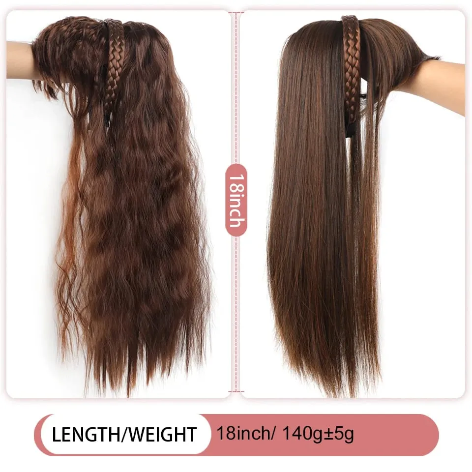 Synthetic Topper for Women Long Water Wave Top Clip Topper Hair Extensions Cover Thinning Hair Grey Hair Increase Volume