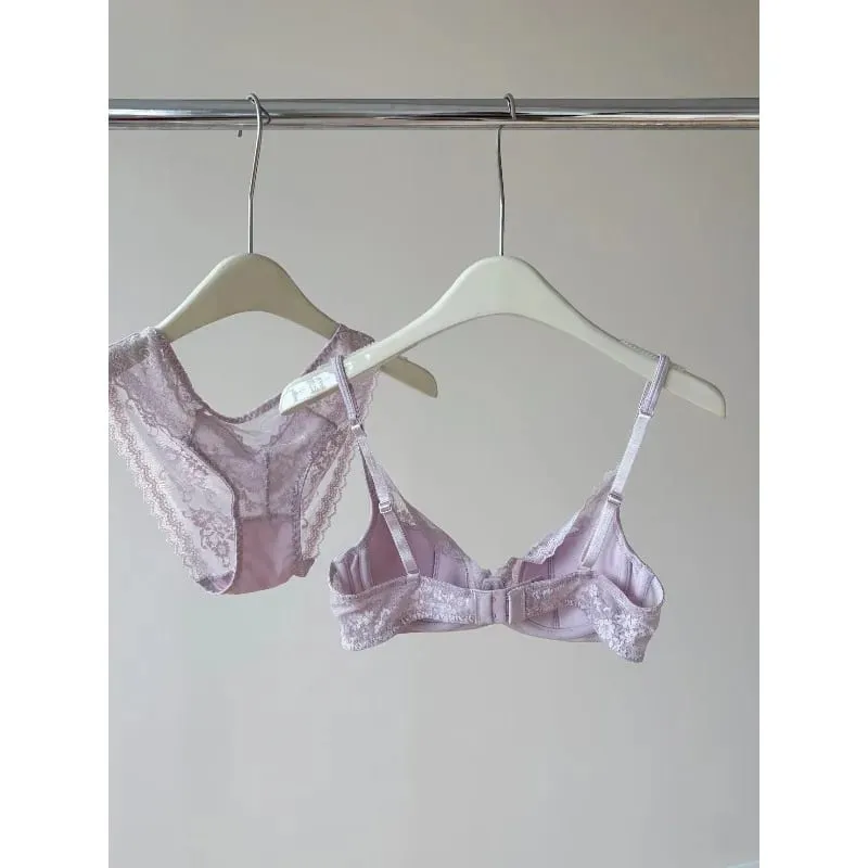 French Style Lace Underwire Bra | Half Cup Push Up Bra Large Bust Summer Lightweight Slimming Anti Sag Lingerie Set BANERDANNI