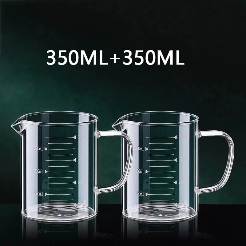 1/2pcs Glass Measuring Cup With Handle Heat-resistant Laboratory Beaker Kitchen Milk Coffe Measuring Mug 250/350/500/1000ml