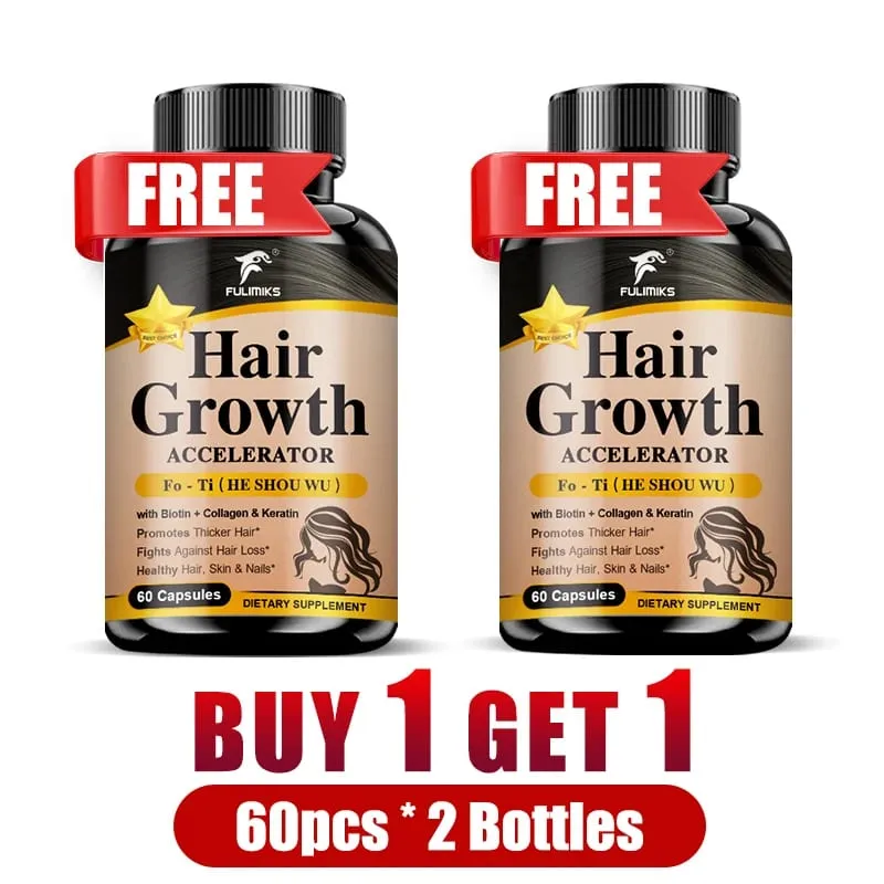 Buy 2 Get 2 Free! Hair Health Supplements Capsules with Fo-Ti Root Ginger Extract for Thicker Hair Skin Care Bone