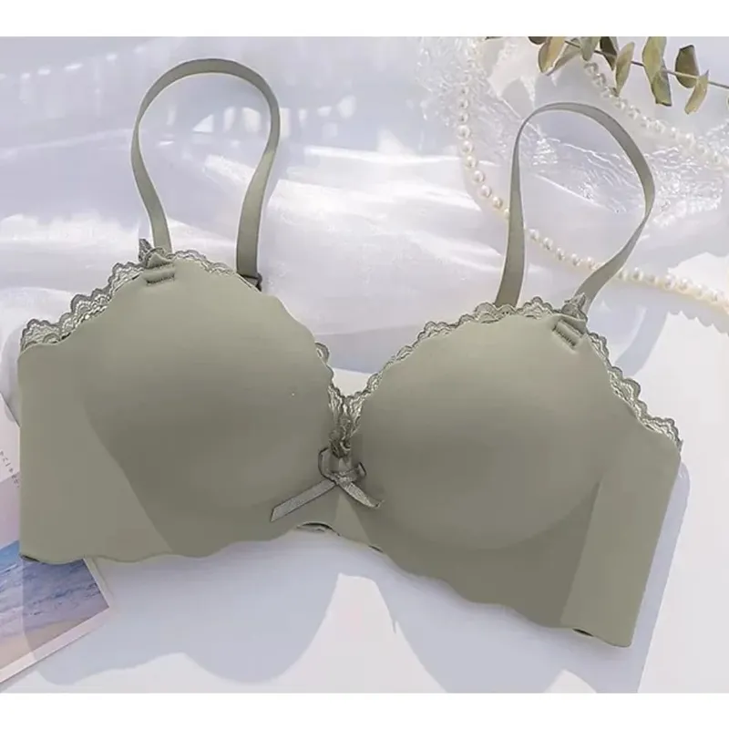 Women Lingerie Bra Panty Set AA Cup Wireless Seamless Push‑up Padded One‑piece For Small Flat Chest Soft Comfort Daily Underwear