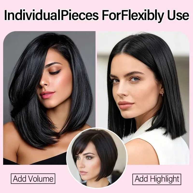 6Pcs 1 Clip Straight Short Synthetic Fiber Hair Extensions Clip In for Daily Makeup Party Cosplay Natural Looking Easy To Attach