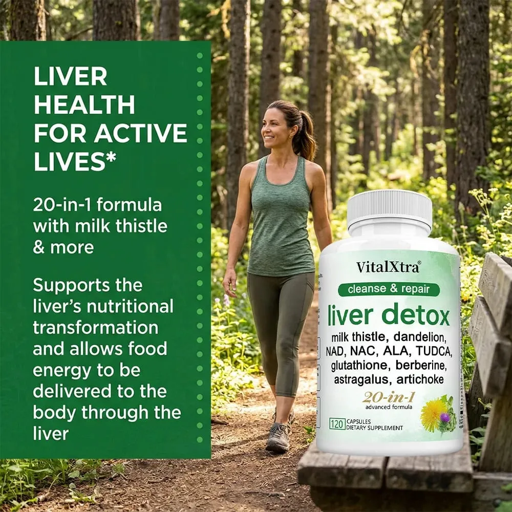 Liver Detox & Repair Capsules with Milk Thistle Dandelion & Turmeric Liver Cleanse Nourishing Antioxidant & Digestion Support
