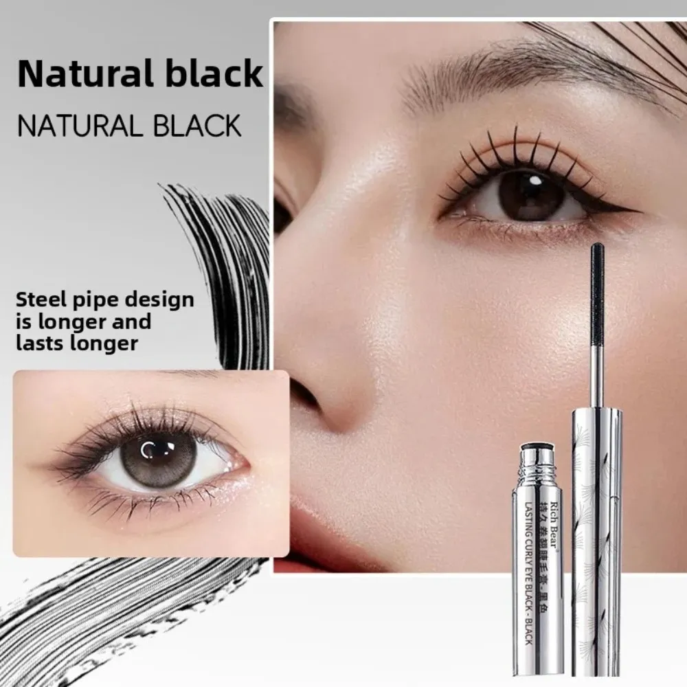 Steel Tube Mascara-Special Spiral Brush Waterproof LongLasting Silk Fiber Mascara keep Each Eyelash Curled for aLong Time Makeup