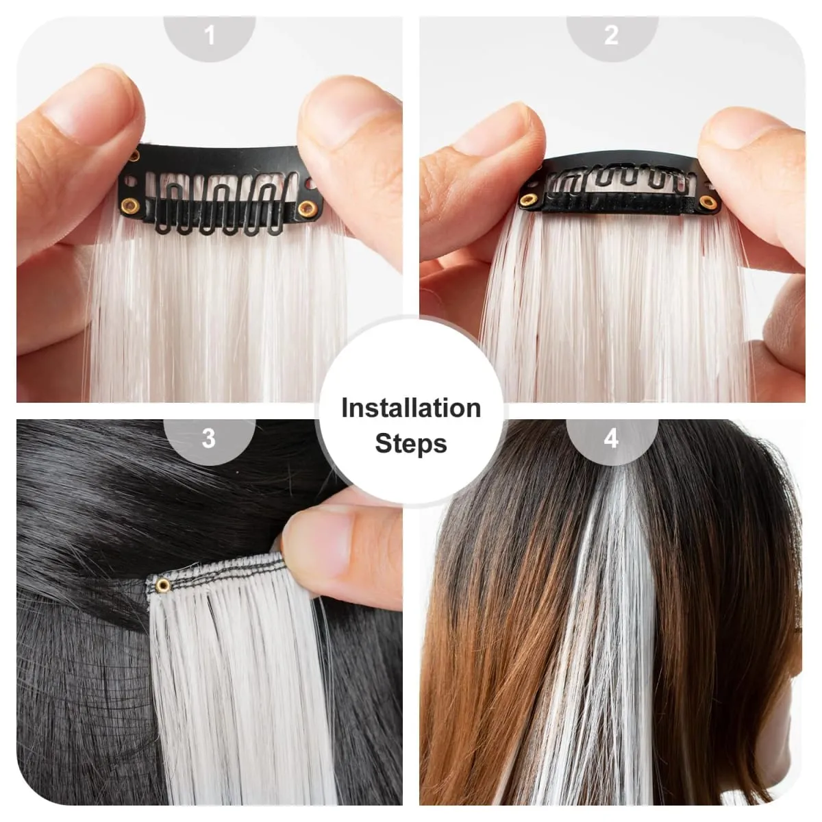 8Packs Colored Synthetic Hair Extensions 22 Inch Straight Clip-In on Party Christmas Black Friday K-pop New Year Gift Hair
