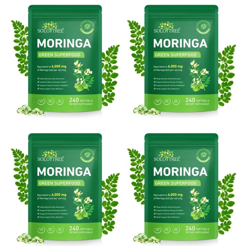 Moringa Leaf Softgels 6000 Mg Equivalent Per Serving for Daily Relaxation Natural Energy Vitality & Comfort Support 240 Softgels