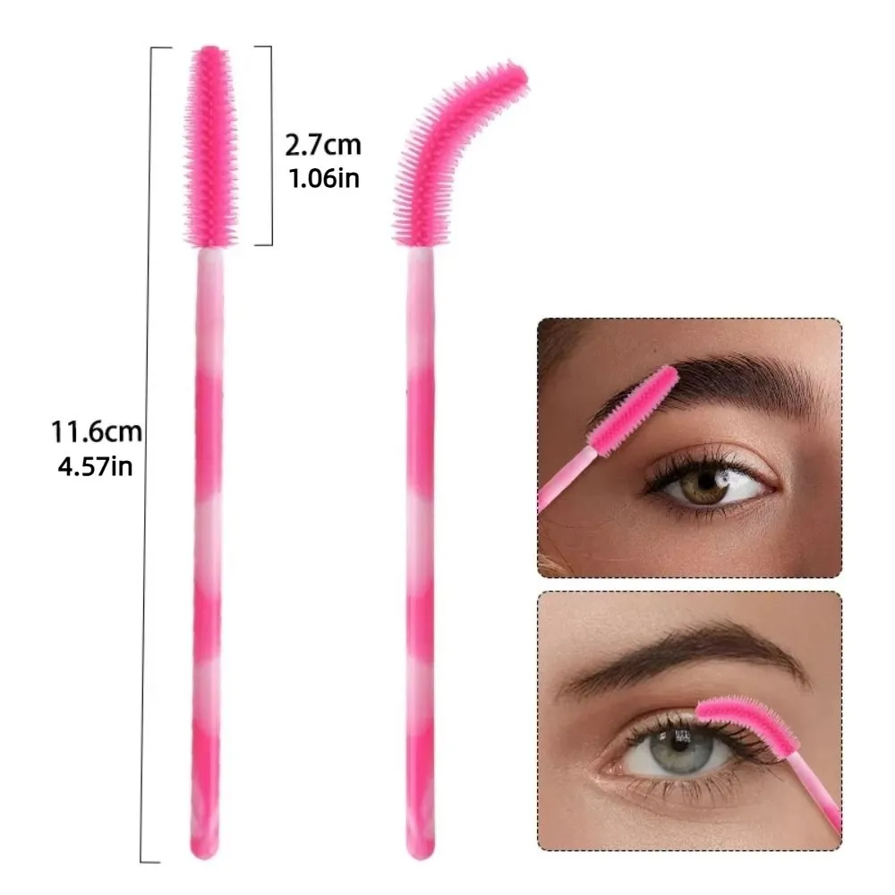 50Pcs Disposable Eyelash Brushes Silicone Makeup Tools Mascara Wand Applicator Rainbow Color Microbrush Eyebrow Comb Girl