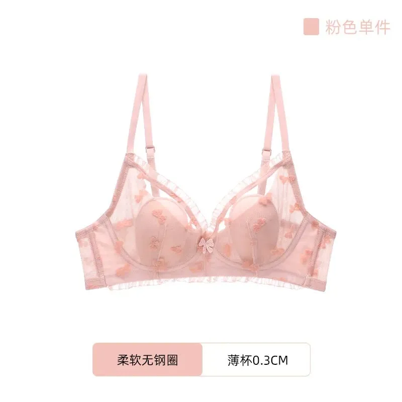 Sutiã Com Orelhas De Coelho Estilo Japonês Ultrafino Aumenta Peito Pequeno Sustenta Grande Anti-Caída Conjunto Lingerie