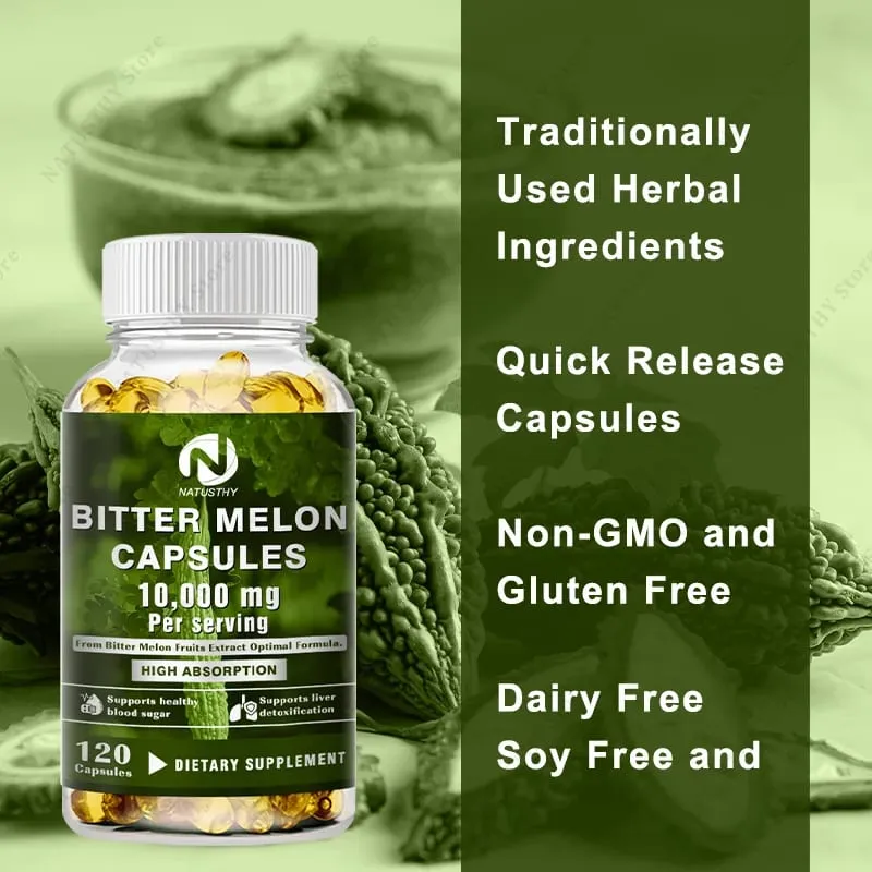 [25:1 Potent Extract] Bitter Melon Kapsler – 120 Veggie Caps (10 000mg ækvivalent) | Blodsukkerstøtte Glutenfri ikke-GMO