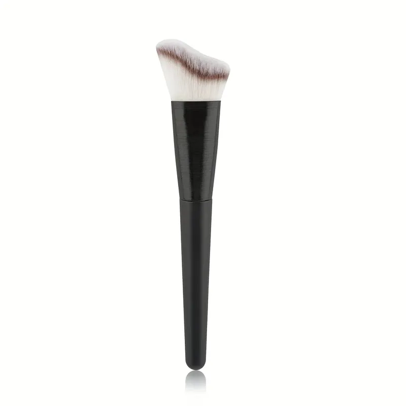 1 Makeup Brush Set Including an Angled Round-Tip and Flat-Tip Foundation Brush with Soft Bristles Comes with a Case