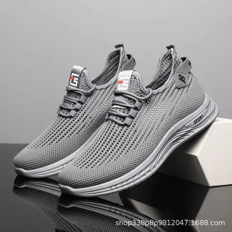 Lightweight Mesh Knit Trainers Men Soft Cushion Sole Daily Walking Sneakers Non Slip Breathable Outdoor Gym Running Footwear