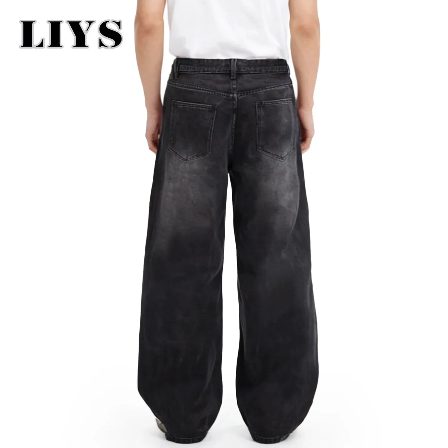 Four Season Men's Jeans Korean Version Student Casual Pant American Retro Gray Black Loose Wide Leg Jean Baggy Men's Denim Pants