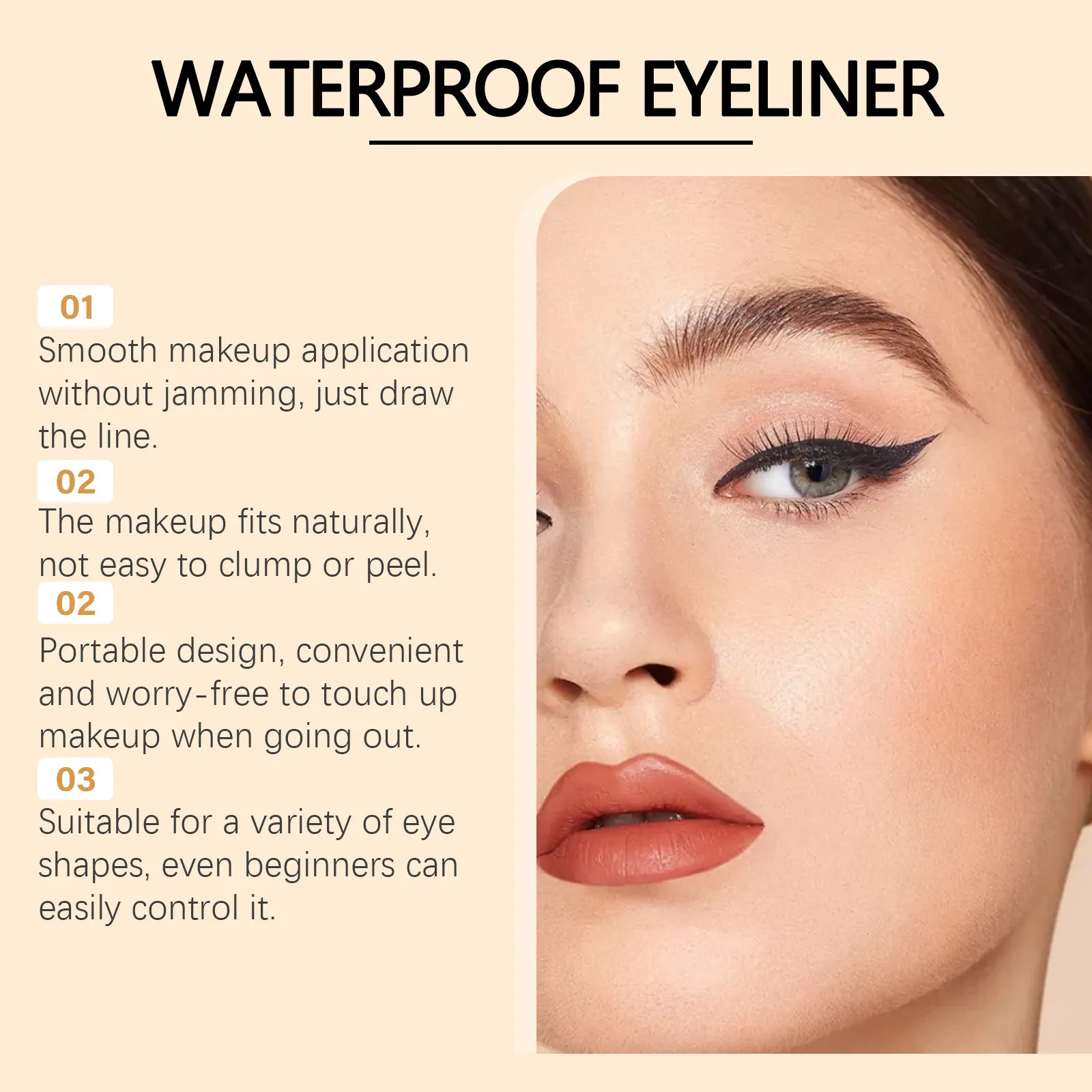 Zephoco Gel Eyeliner Pen Waterproof Smooth Eye Makeup Long Lasting Sweat Proof Oil Proof Smudge Proof Eye Liner Pencil Makeup