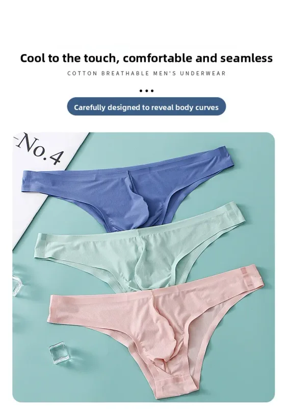 Seluar Dalam Lelaki Setengah Pinggul Segitiga Kecil Pinggang Rendah Lelaki Muda Seksi Sutera Ais Seluar Lancar Musim Panas Seluar Dalam Seluar Bernafas Ringan