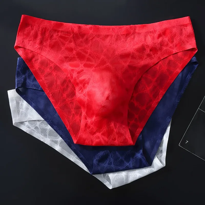 Letter Lace Transparent Men's Underwear Thin Mesh Hollow Out Sexy Male Briefs Medium Low Waist Sexy Triangle Shorts