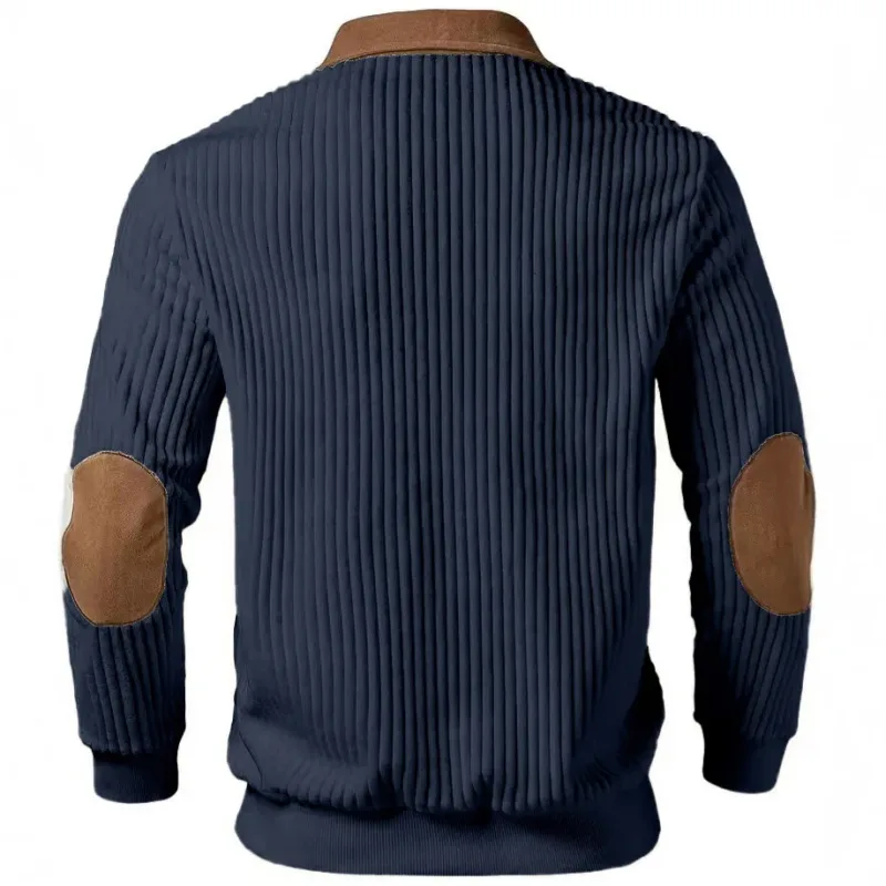 Hoodies men's sweatshirt 2026 new knitted lapel stitching embroidery casual sports autumn zipper sweatshirt man's clothing