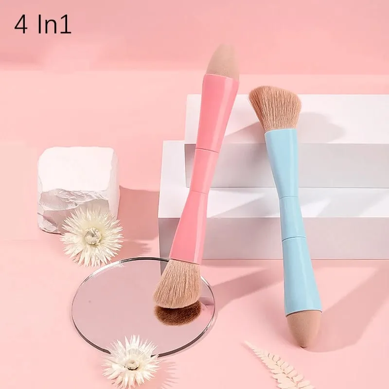 【B】1PC 4 In 1 Travel Portable Multitasker Beauty Tools Makeup Brushes Detachable Makeup Brush Set Make Up Brushes