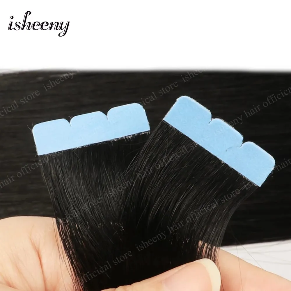 Isheeny Blonde Mini Tape in Human Hair Extensions 12-24 Inches Seamless Tape Hair On Glue Tape Tabs 10pcs/pack