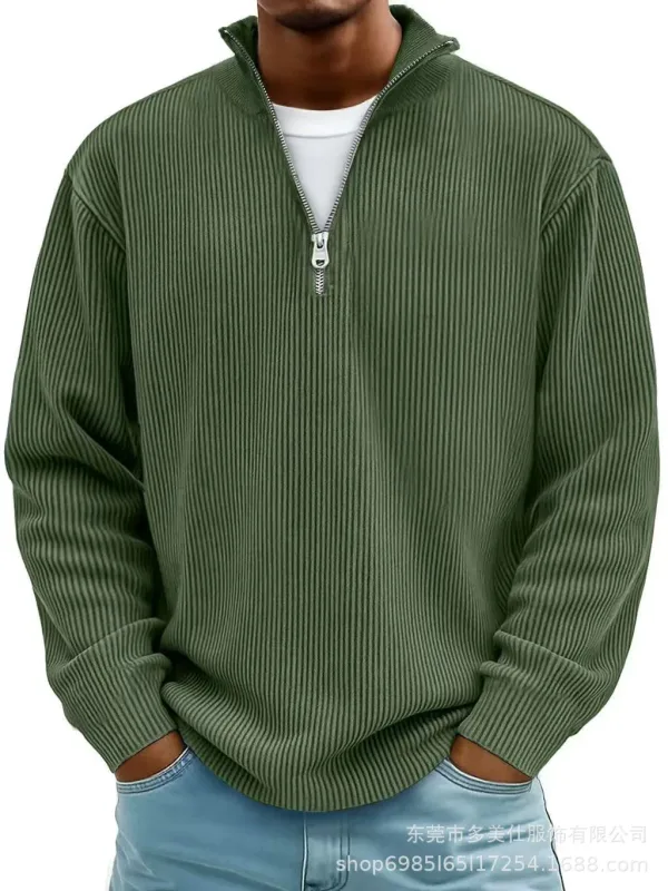 Men's Autumn Winter Stand-Collar Zip-Up Sweatshirt Loose Long Sleeve Casual Daily Outdoor Fashion Trendy Men's Outerwear